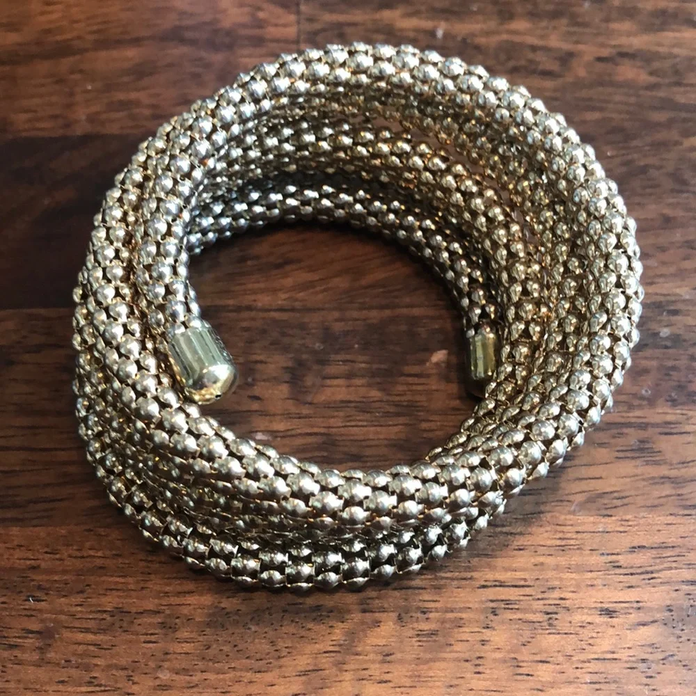 Goldtone Bracelet Bundle Lot 9 Piece Stacking Bangles Chunky Chain Faux Pearl